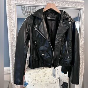 NWT Zara Black Moto Jacket - faux leather